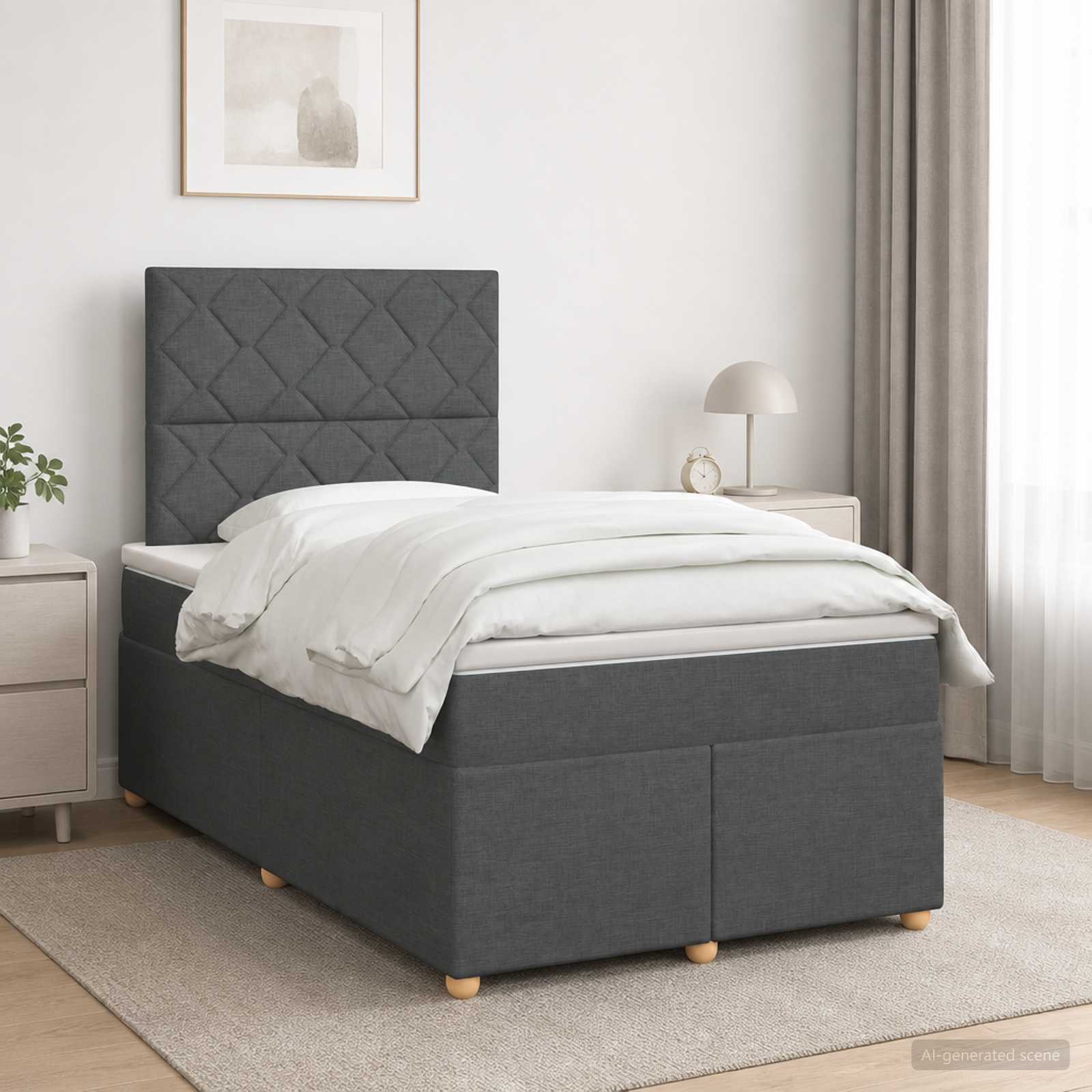 3453845_1.jpg vidaXL Posteľ boxspring s matracom Tmavosivá 120 x 190 cm Látka – Obrázok 1