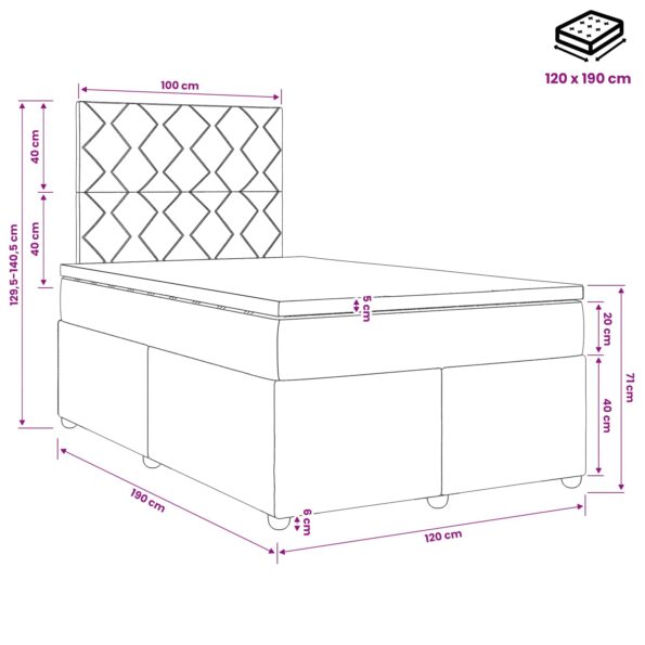 vidaXL Posteľ boxspring s matracom Krémová 120 x 190 cm Látka – Obrázok 11