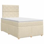 vidaXL Posteľ boxspring s matracom Krémová 120 x 190 cm Látka – Obrázok 2