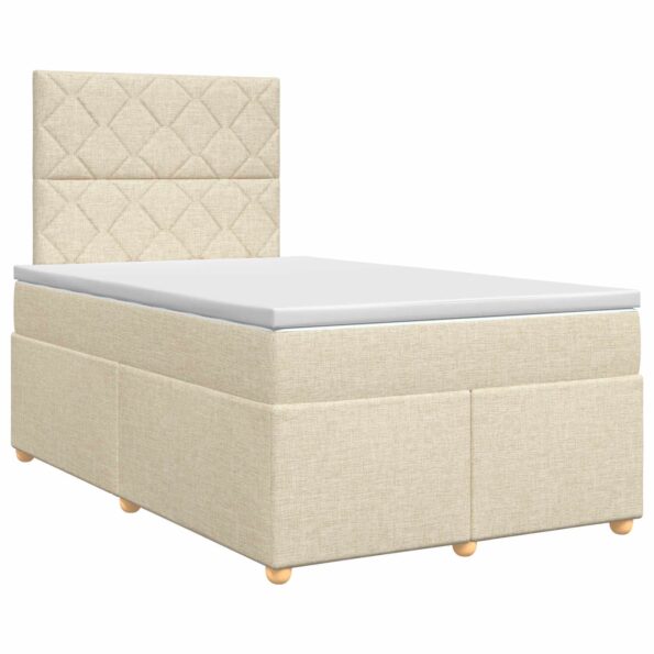 vidaXL Posteľ boxspring s matracom Krémová 120 x 190 cm Látka – Obrázok 2