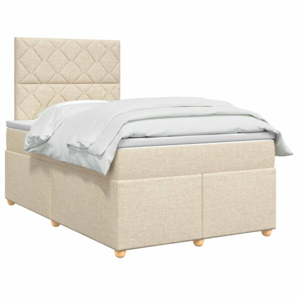 vidaXL Posteľ boxspring s matracom Krémová 120 x 190 cm Látka – Obrázok 3