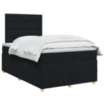 vidaXL Posteľ boxspring s matracom Čierna 120 x 200 cm Látka – Obrázok 3