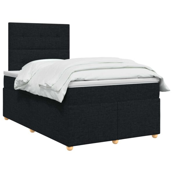 vidaXL Posteľ boxspring s matracom Čierna 120 x 200 cm Látka – Obrázok 3