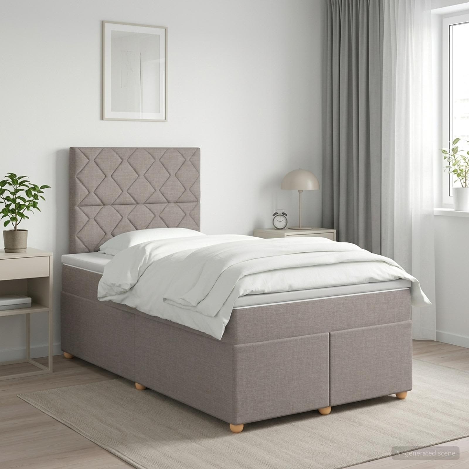 3453869_1.jpg vidaXL Posteľ boxspring s matracom Sivohnedá 120 x 200 cm Látka – Obrázok 1