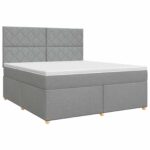 vidaXL Posteľ boxspring s matracom Svetlosivá 140 x 190 cm Látka – Obrázok 2