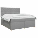 vidaXL Posteľ boxspring s matracom Svetlosivá 140 x 190 cm Látka – Obrázok 3