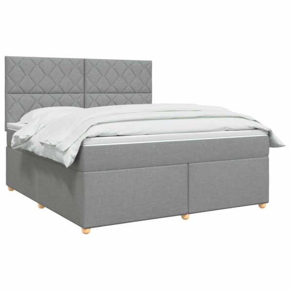 vidaXL Posteľ boxspring s matracom Svetlosivá 140 x 190 cm Látka – Obrázok 3