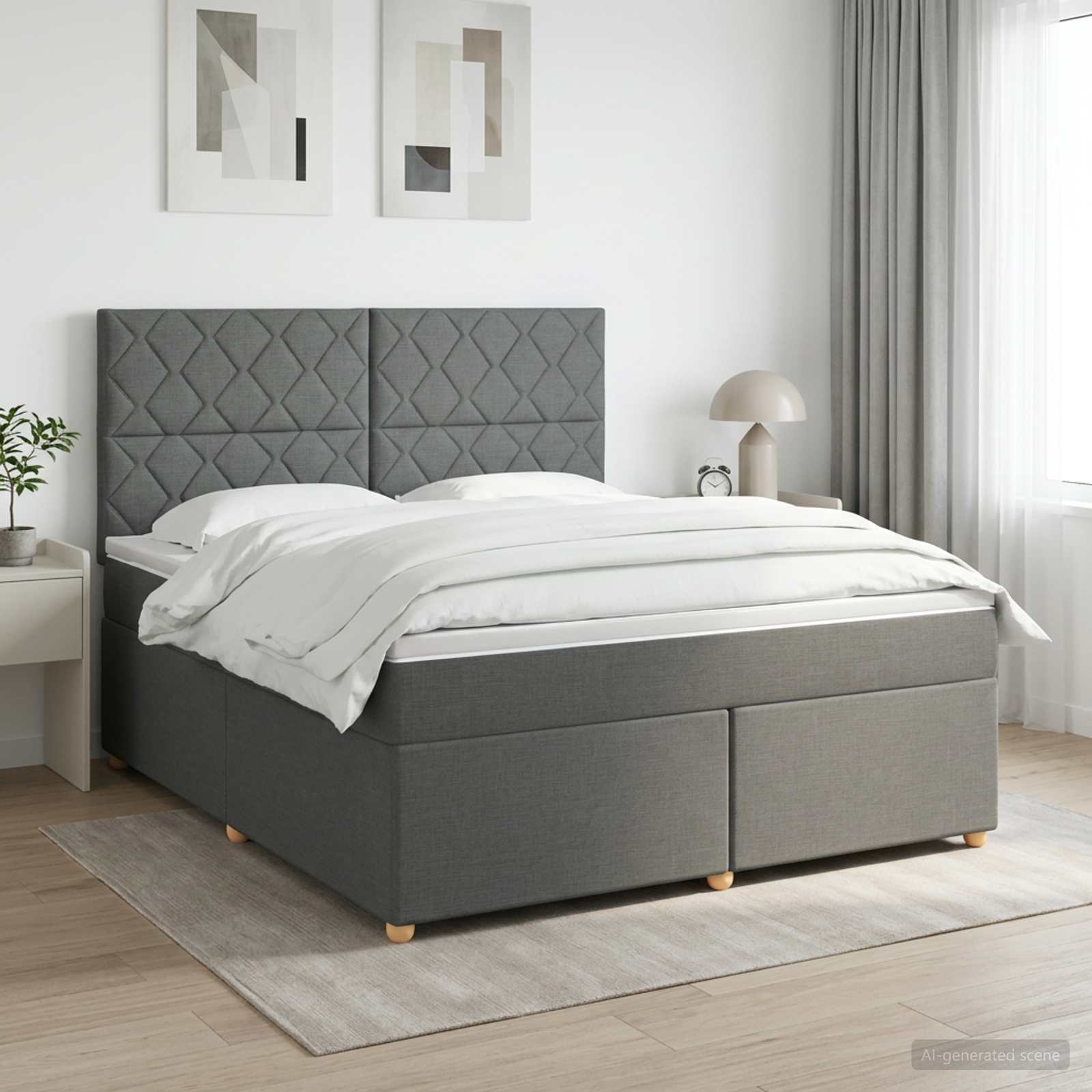 3453887_1.jpg vidaXL Posteľ boxspring s matracom Tmavosivá 140 x 190 cm Látka – Obrázok 1