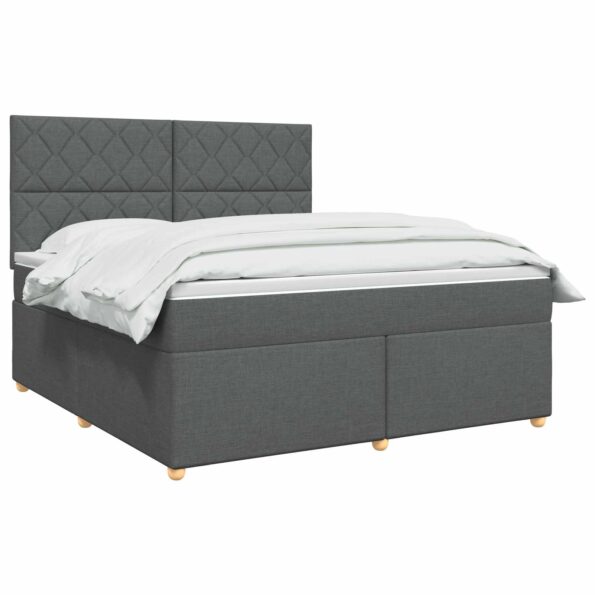 vidaXL Posteľ boxspring s matracom Tmavosivá 140 x 190 cm Látka – Obrázok 3