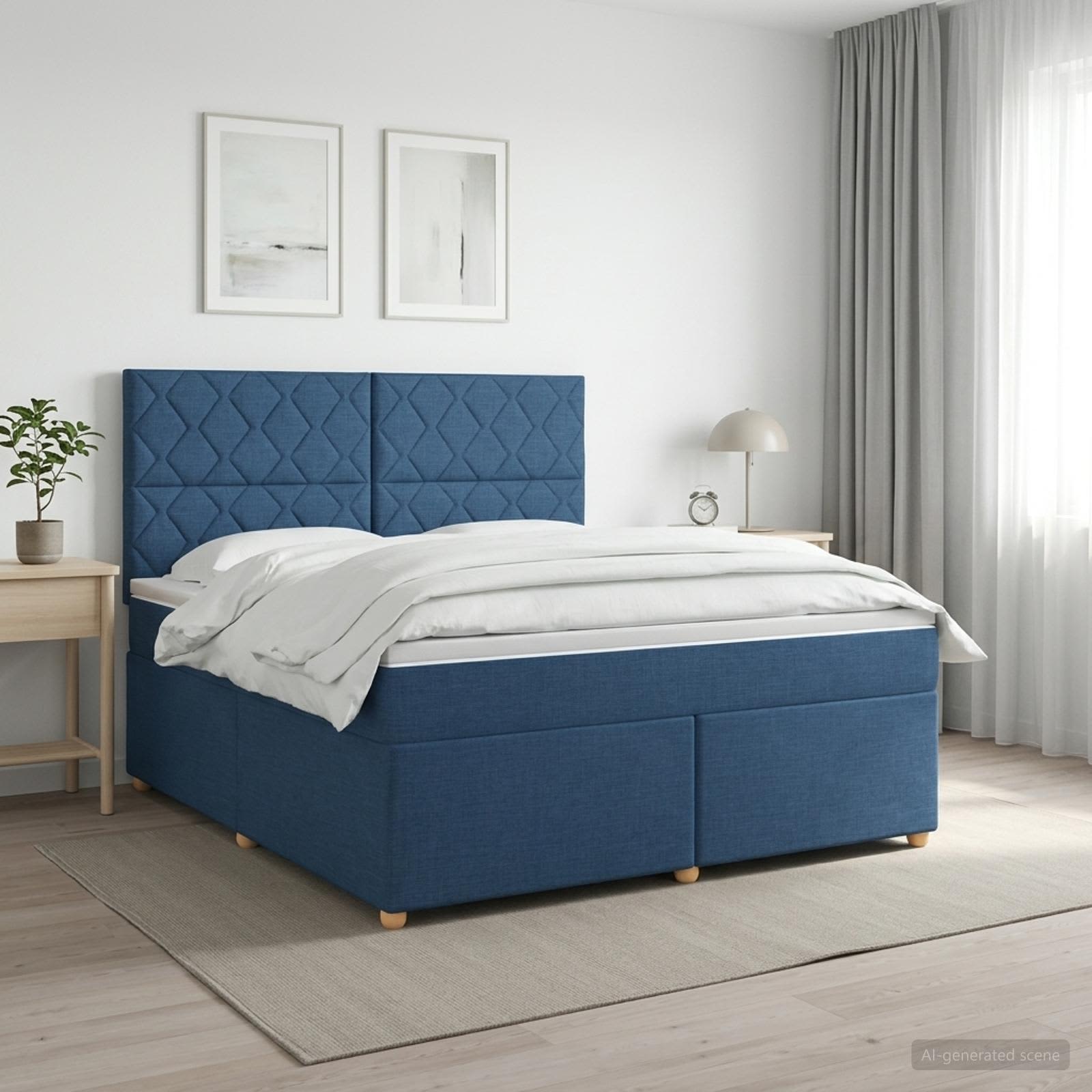 3453892_1.jpg vidaXL Posteľ boxspring s matracom Modrá 140 x 190 cm Látka – Obrázok 1