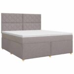vidaXL Posteľ boxspring s matracom Sivohnedá 140 x 200 cm Látka – Obrázok 2