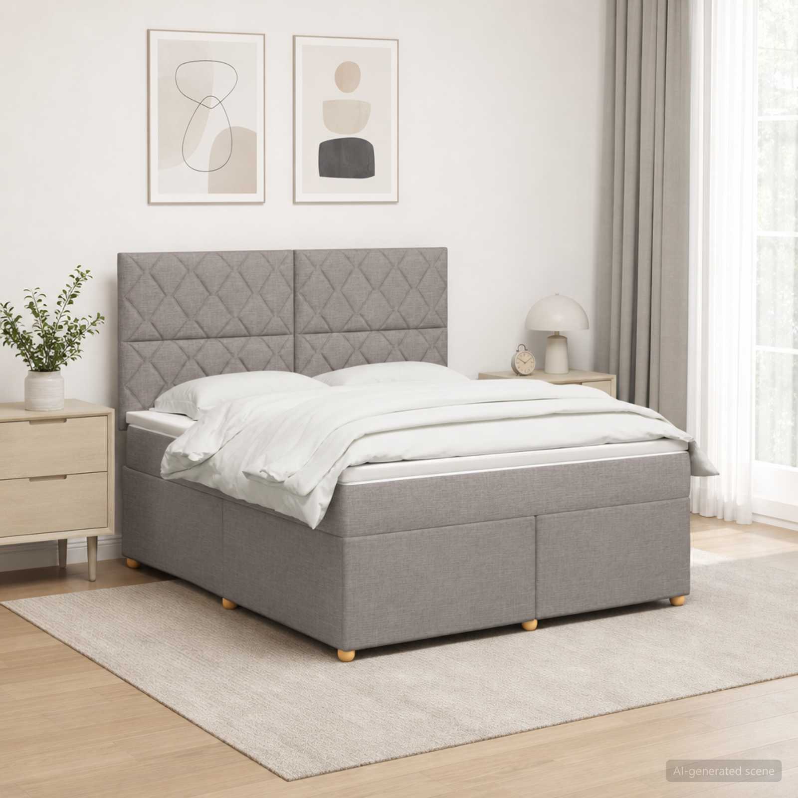 3453932_1.jpg vidaXL Posteľ boxspring s matracom Sivohnedá 160 x 200 cm Látka – Obrázok 1