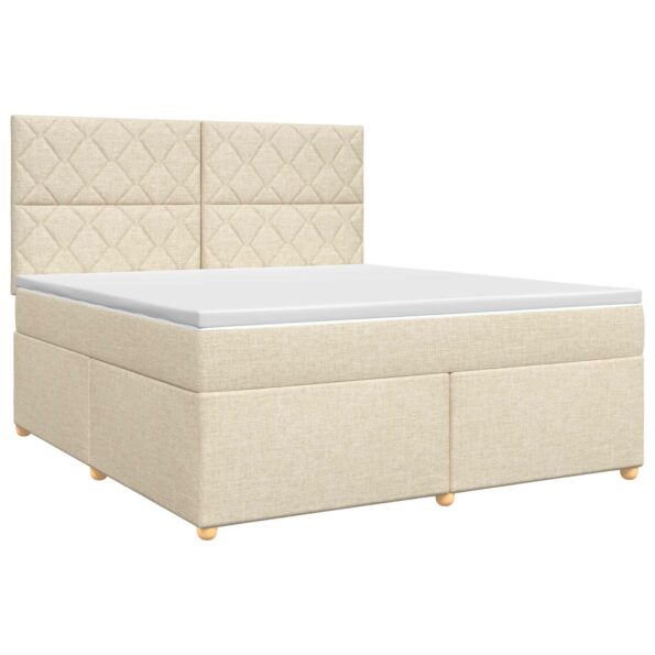 vidaXL Posteľ boxspring s matracom Krémová 160 x 200 cm Látka – Obrázok 2