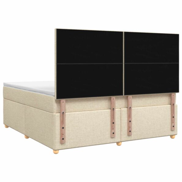 vidaXL Posteľ boxspring s matracom Krémová 160 x 200 cm Látka – Obrázok 8