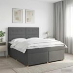 vidaXL Posteľ boxspring s matracom Tmavosivá 180 x 200 cm Látka