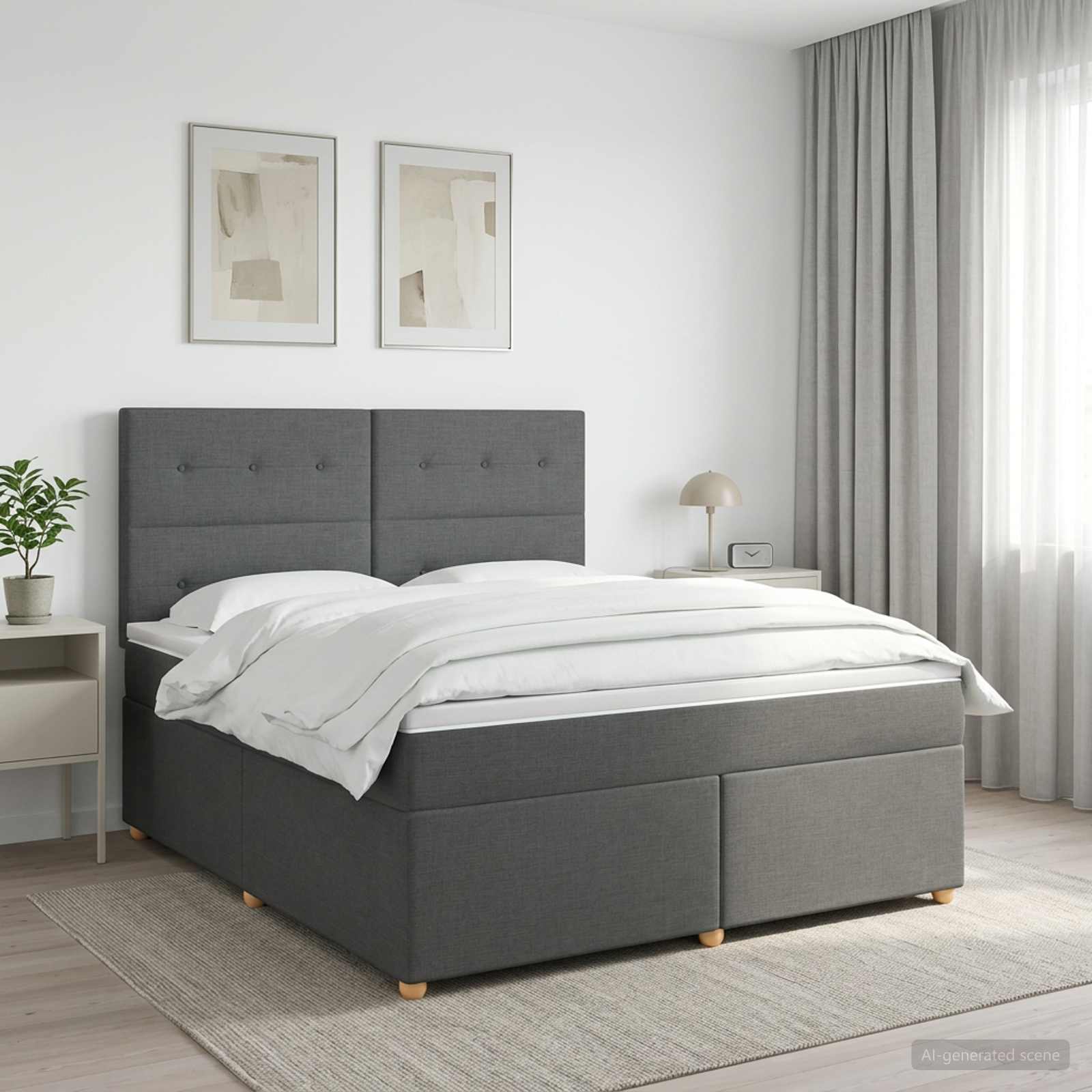 3453943_1.jpg vidaXL Posteľ boxspring s matracom Tmavosivá 180 x 200 cm Látka – Obrázok 1