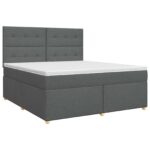 vidaXL Posteľ boxspring s matracom Tmavosivá 180 x 200 cm Látka – Obrázok 2