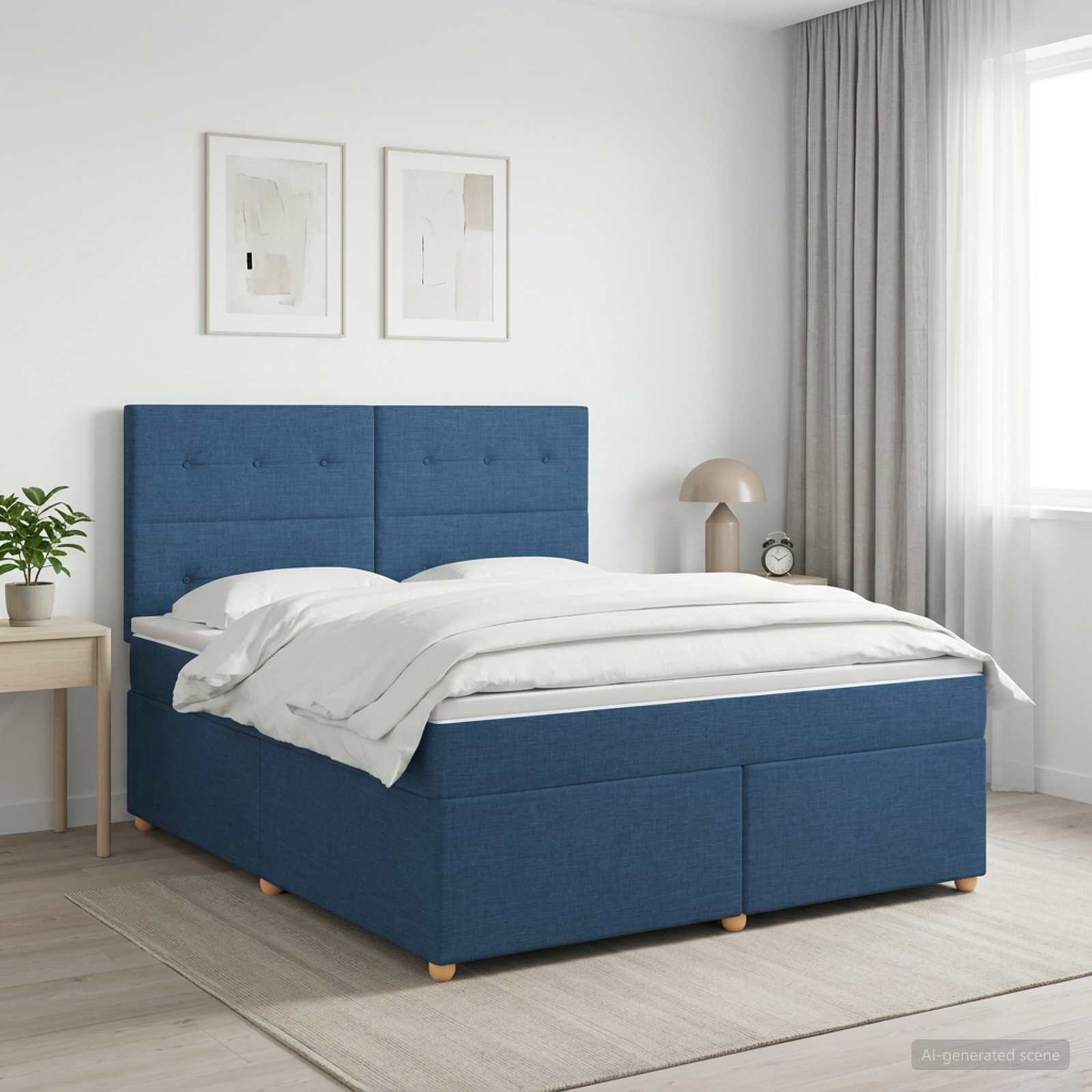 3453948_1.jpg vidaXL Posteľ boxspring s matracom Modrá 180 x 200 cm Látka – Obrázok 1