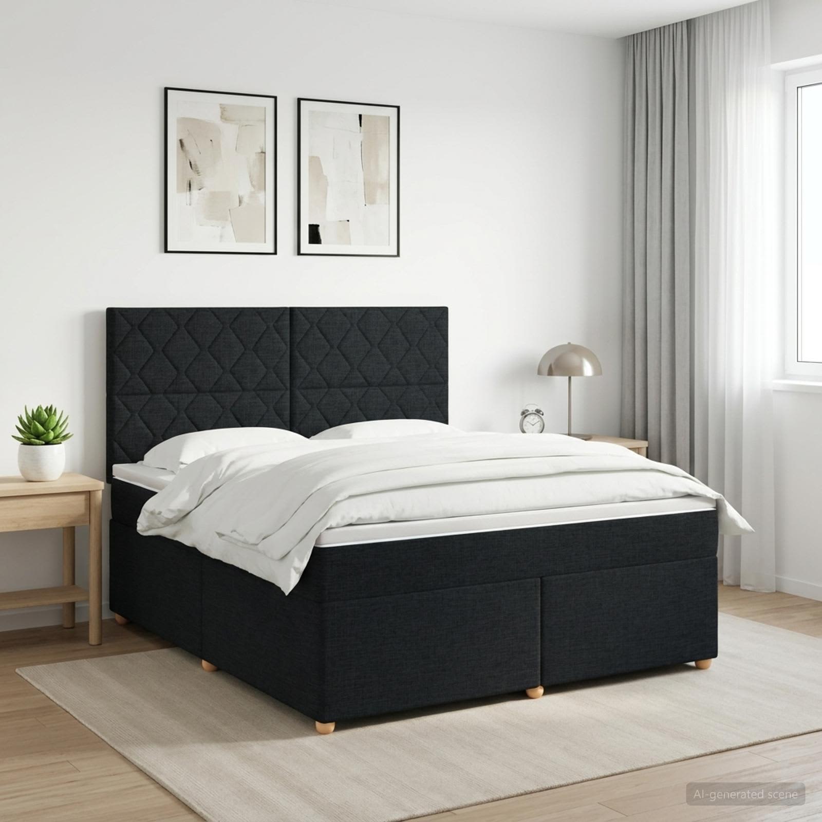 3453951_1.jpg vidaXL Posteľ boxspring s matracom Čierna 180 x 200 cm Látka – Obrázok 1