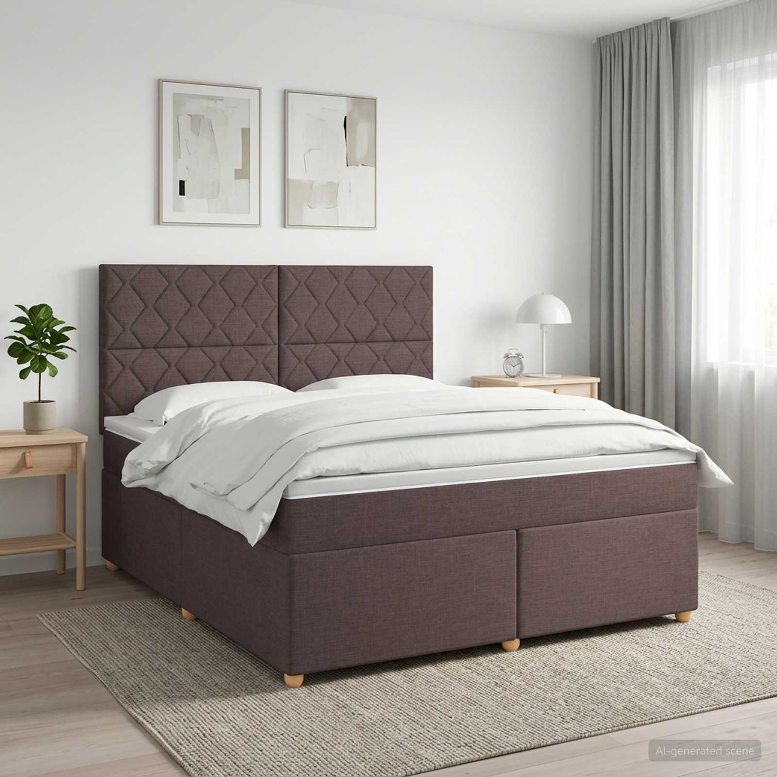 3453952_1.jpg vidaXL Posteľ boxspring s matracom Tmavohnedá 180 x 200 cm Látka – Obrázok 1