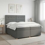 vidaXL Posteľ boxspring s matracom Tmavosivá 200 x 200 cm Látka