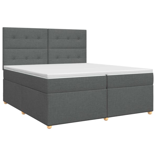 vidaXL Posteľ boxspring s matracom Tmavosivá 200 x 200 cm Látka – Obrázok 2