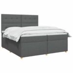 vidaXL Posteľ boxspring s matracom Tmavosivá 200 x 200 cm Látka – Obrázok 3