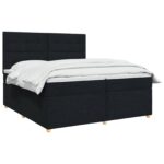 vidaXL Posteľ boxspring s matracom Čierna 200 x 200 cm Látka – Obrázok 3