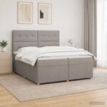 vidaXL Posteľ boxspring s matracom Sivohnedá 200 x 200 cm Látka