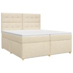 vidaXL Posteľ boxspring s matracom Krémová 200 x 200 cm Látka – Obrázok 2