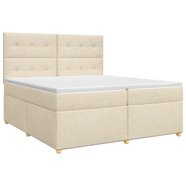 vidaXL Posteľ boxspring s matracom Krémová 200 x 200 cm Látka – Obrázok 2