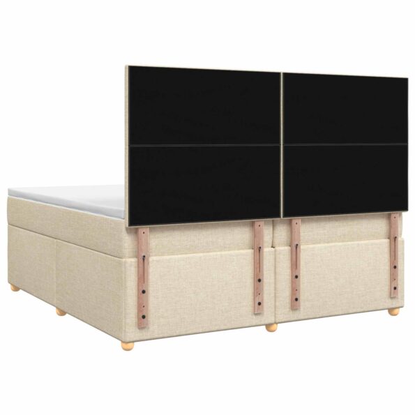 vidaXL Posteľ boxspring s matracom Krémová 200 x 200 cm Látka – Obrázok 8