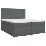vidaXL Posteľ boxspring s matracom Tmavosivá 200 x 200 cm Látka – Obrázok 2