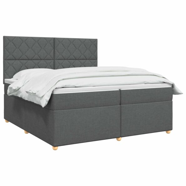 vidaXL Posteľ boxspring s matracom Tmavosivá 200 x 200 cm Látka – Obrázok 3