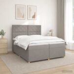 vidaXL Posteľ boxspring s matracom Sivohnedá 200 x 200 cm Látka
