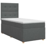 vidaXL Posteľ boxspring s matracom Tmavosivá Jednoduchý Látka – Obrázok 2