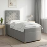 vidaXL Posteľ boxspring s matracom Svetlosivá Jednoduchý Látka