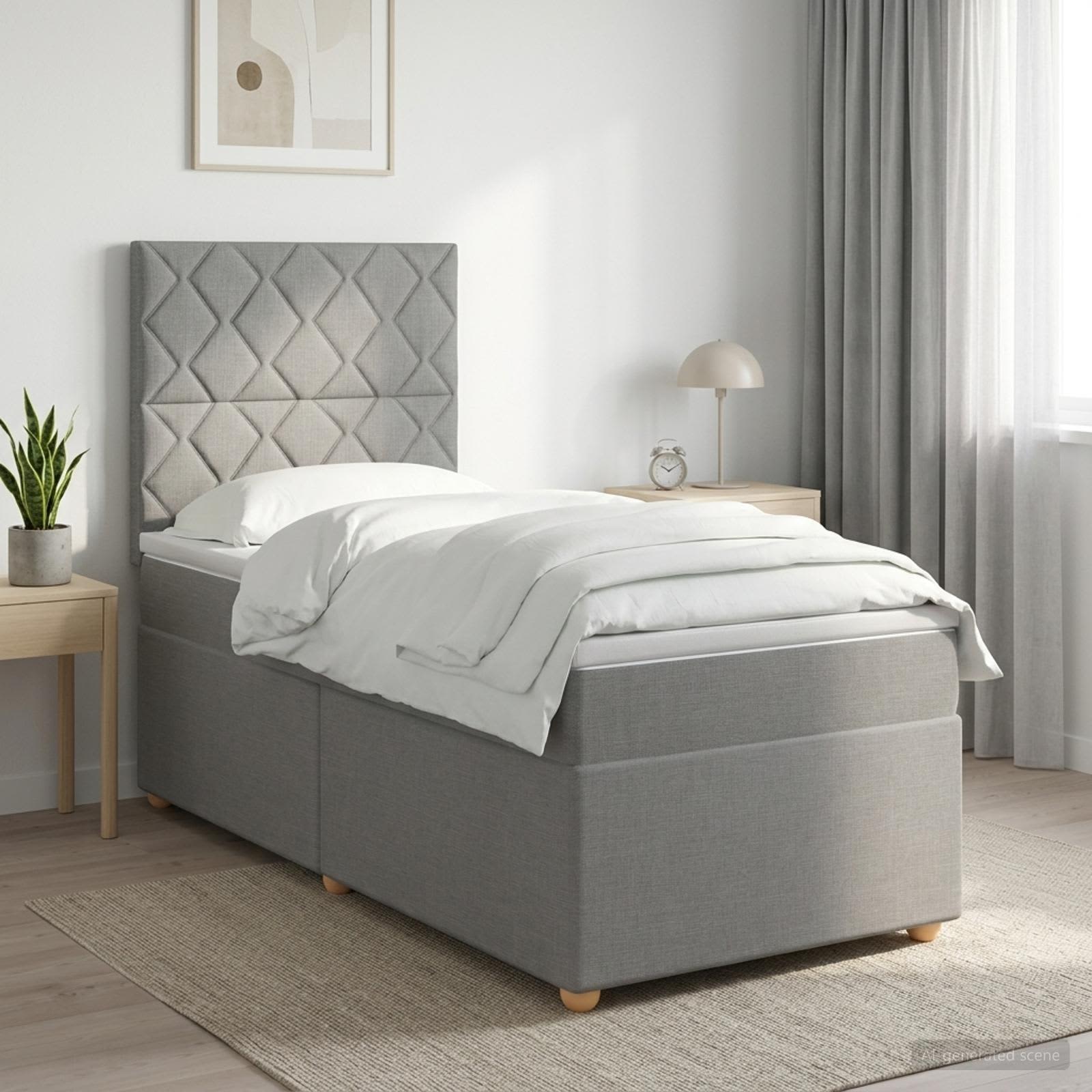 3453981_1.jpg vidaXL Posteľ boxspring s matracom Svetlosivá Jednoduchý Látka – Obrázok 1