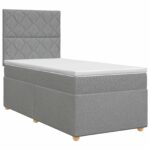 vidaXL Posteľ boxspring s matracom Svetlosivá Jednoduchý Látka – Obrázok 2