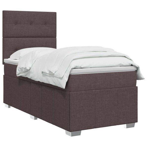 vidaXL Posteľ boxspring s matracom Tmavohnedá 90 x 200 cm Látka – Obrázok 3