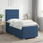 vidaXL Posteľ boxspring s matracom Modrá 90 x 200 cm Látka