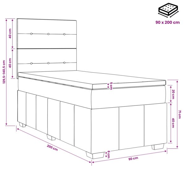 vidaXL Posteľ boxspring s matracom Modrá 90 x 200 cm Látka – Obrázok 11