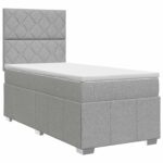 vidaXL Posteľ boxspring s matracom Svetlosivá 90 x 200 cm Látka – Obrázok 2