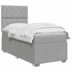vidaXL Posteľ boxspring s matracom Svetlosivá 90 x 200 cm Látka – Obrázok 3