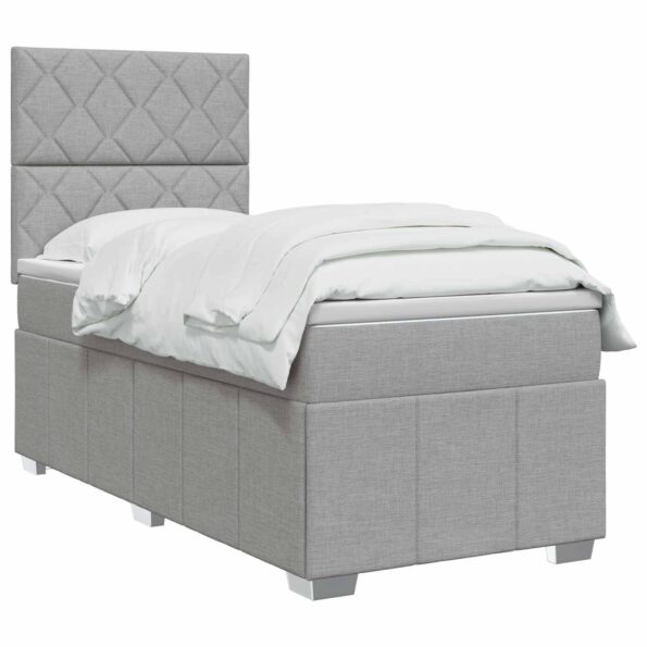 vidaXL Posteľ boxspring s matracom Svetlosivá 90 x 200 cm Látka – Obrázok 3