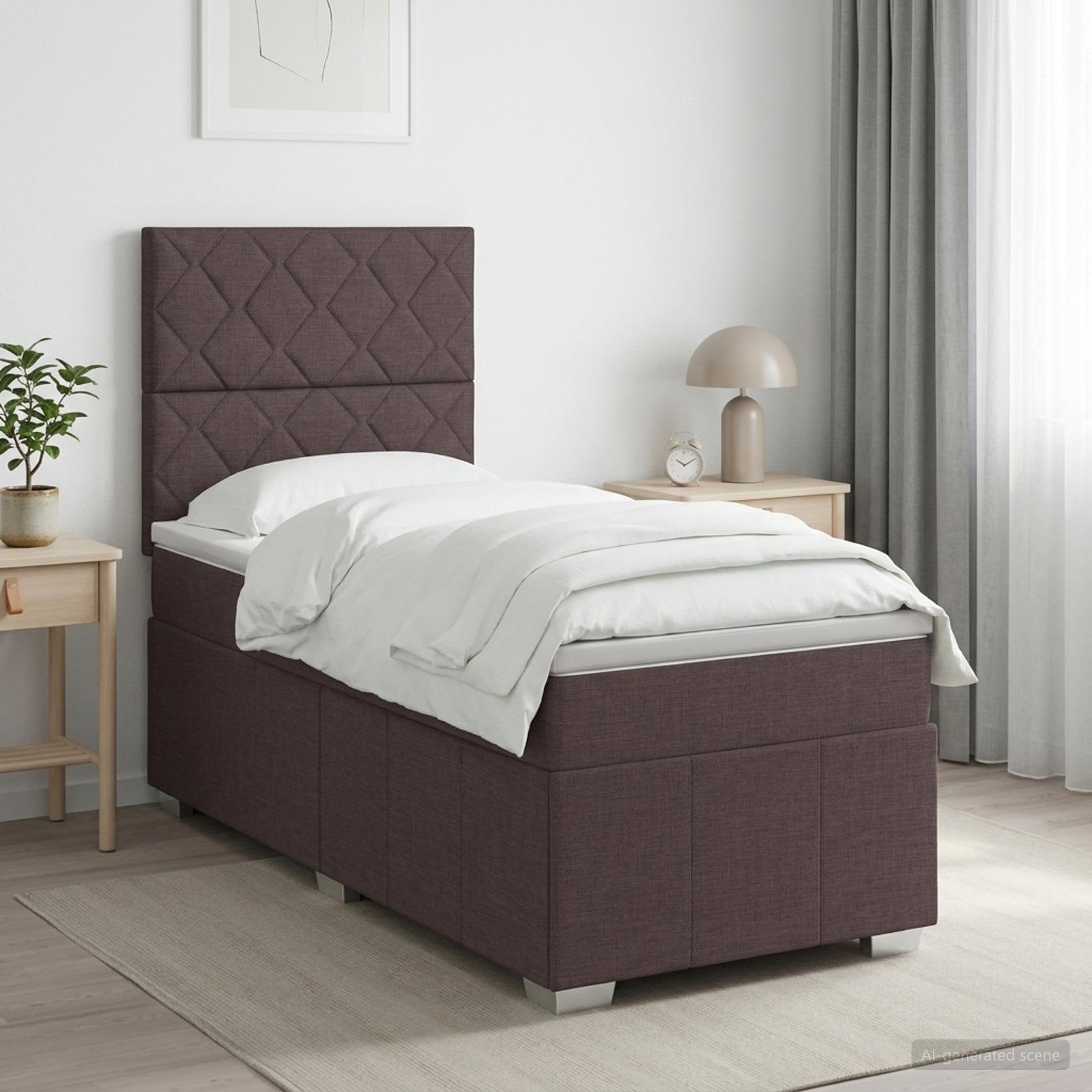 3454060_1.jpg vidaXL Posteľ boxspring s matracom Tmavohnedá 90 x 200 cm Látka – Obrázok 1