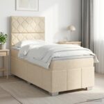 vidaXL Posteľ boxspring s matracom Krémová 90 x 200 cm Látka