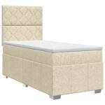 vidaXL Posteľ boxspring s matracom Krémová 90 x 200 cm Látka – Obrázok 2