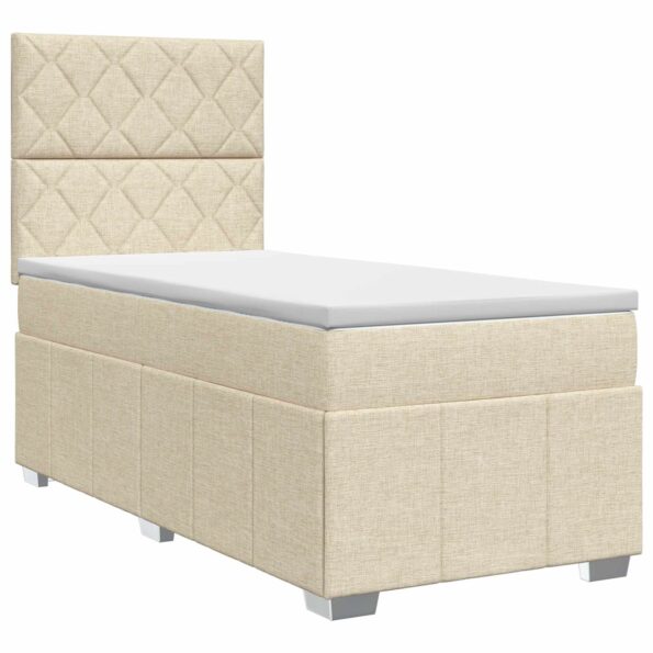 vidaXL Posteľ boxspring s matracom Krémová 90 x 200 cm Látka – Obrázok 2