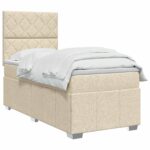 vidaXL Posteľ boxspring s matracom Krémová 90 x 200 cm Látka – Obrázok 3